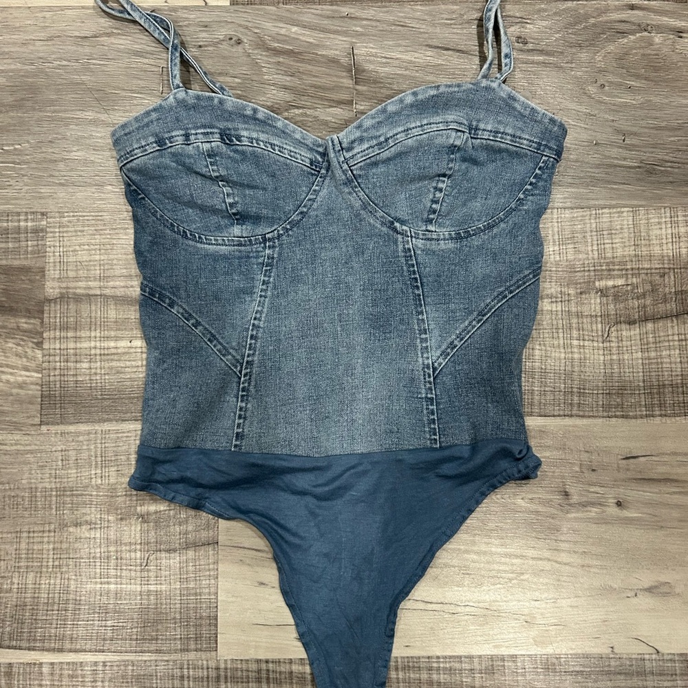 Nwt- Stylish Denim Blue One Piece